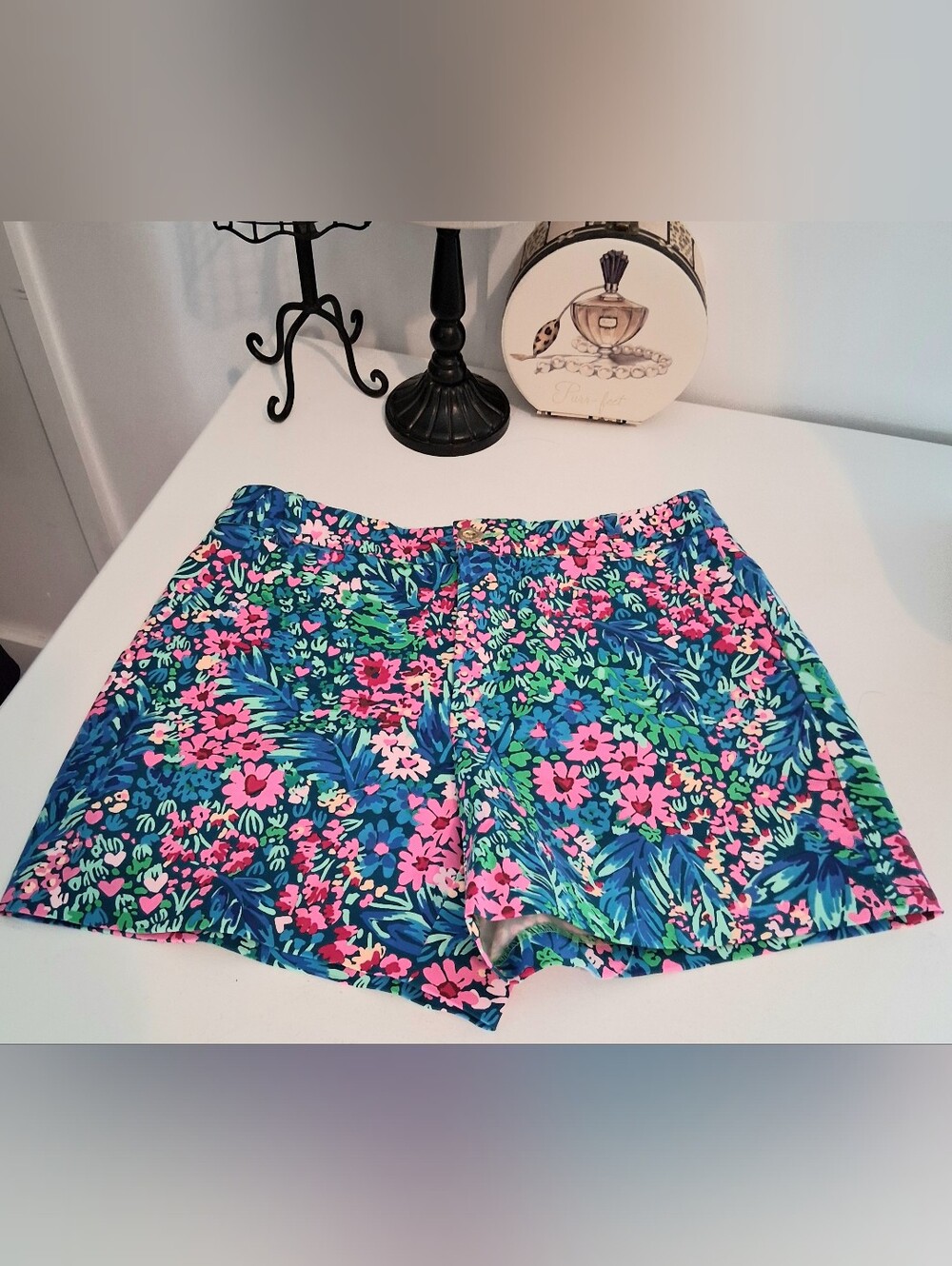 Lilly Pulitzer Tropical Floral Shorts in Blue & Pink Sz 8 NWOT